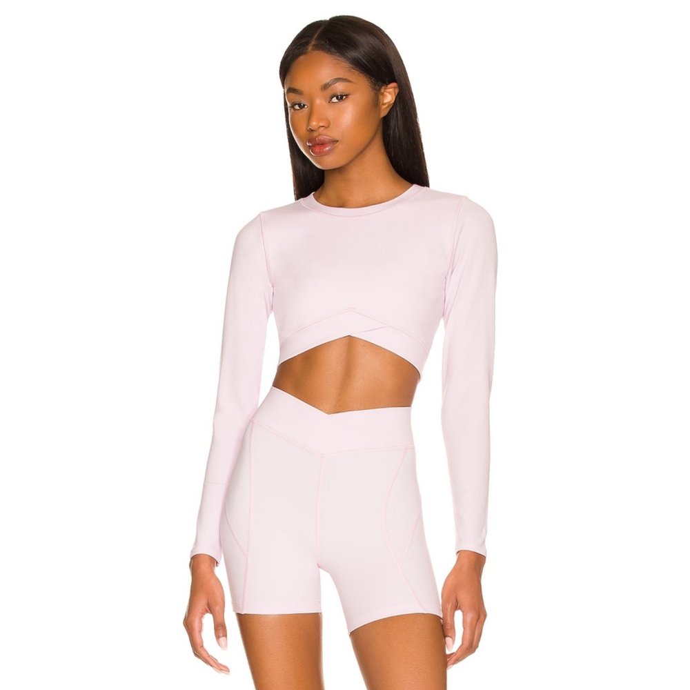 Women's L*Space Aim High Active Pink Long Sleeve Crop Top Size L/G